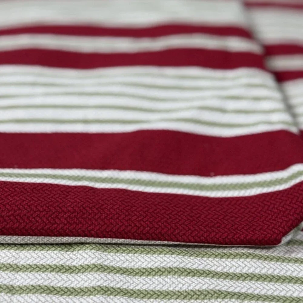 2 Handmade Waverly Pillowcases Shams Covers Pair Red Green White Stripe Euro 17